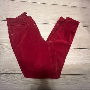High rise red petite corduroy pants